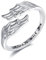 CUPENDA Engelsflügel Ringe Sterling Silber Feder Einstellbare Band Ring Schutzengel Schmuck für Frauen