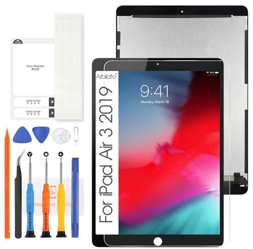 Für iPad Air 3 2019 Bildschirmersatz für iPad Air3 10.5 2019 LCD Display A2153 Touchscreen Digitizer Set A2123, A2154, A2152 mit Reparaturset (Schwarz)