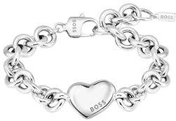 BOSS Jewelry Gliederarmband für Damen Kollektion HONEY LOVE aus Edelstahl mit einem Herzförmigen Anhänger - 1580638
