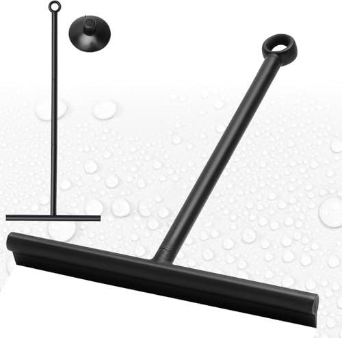 Raclette De Douche Noir avec Manche Long, Raclette Douche Sol, Raclette Douche Manche Réglable De 34.5-95cm, Raclette a Vitre Professionnelle, Raclette Salle De Bain Douche