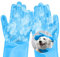 AMFUN Gant Toilettage Chien, Gants de Nettoyage pour Chien, Gants à récurer en Silicone, Gants de Massage en Silicone Souple, Bains et Massages pour Chiots et Chatons, Cuisine, Voiture (Bleu)
