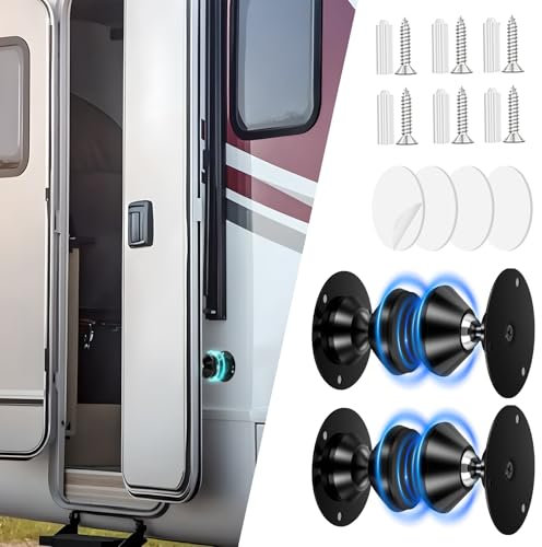 Bysameyee 2-Pack Magnetic RV Door Holder, Heavy Duty Baggage Door Catch Door Stopper with Adhesives and Screws, for RV, Trailer, Camper, Motorhome
