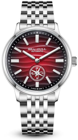 Seagull Mechanische Herrenuhren, natürliche Serie, automatische Armbanduhr, Polaris-Sub-Zifferblatt, Möwe ST17, Leuchtend, 6180 (Lava Red)