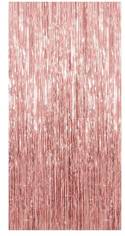 Kzouenzu Lametta Vorhang, Lametta Vorhänge Glitzer, Wiederverwendbar, Glitzer Tinsel Curtains Folienfransen Vorhang Für Festivals, Party, Hochzeitsdekoration [Roségold]