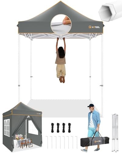 Hoteel Faltpavillon 2x2 Wasserdicht Stabil Winterfest,Pop Up Pavillon Partyzelt,Sonnenschutz Gartenpavillon,Pavillon Faltbar mit Handtasche, Grau