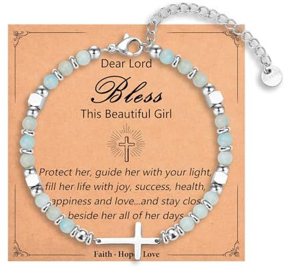 TELAIN Religiöses Kreuzarmband für Frauen und Mädchen - Christliche Geschenke für Tochter, Enkelin, Schwester, Freundin, Nichte zu Geburtstag, Weihnachten, Ostern
