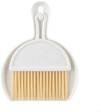 Kit de limpieza de escritorio de mano con un práctico cepillo y recogedor para un uso fácil (blanco)