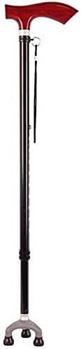 Canes Gehstock Elder Crutches Verstellbarer Rutenhalter, Gehstock robust, teleskopisch, leicht, rutschfest mit 3 beweglichen Füßen und Holzgriff, Schwarze Krücke für Mann, Frau, ältere Menschen