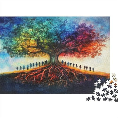 Albero genealogico con radici profonde,Puzzle Per Adulti 1000pcs (75x50cm),Giochi Di Sfida Albero della Vita
