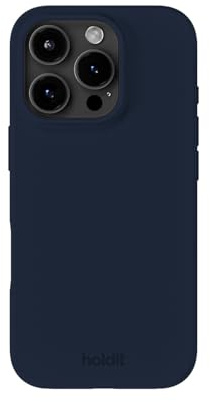 holdit Silikonhülle iPhone 16 Pro - 0,8mm Ultra dünn Handyhülle Silikon - Trendy Slim Silicone case mit Voller Schutz (erhöhte Kante für Kameraschutz) - Midnight Blue