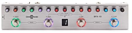 Bass Multi Effects Pedal by Gear4music | 36 Presets with DI Out and Bluetooth, Colour-Coded LEDs for Easy Navigation, Amp Sims Modulation Delay and Reverb