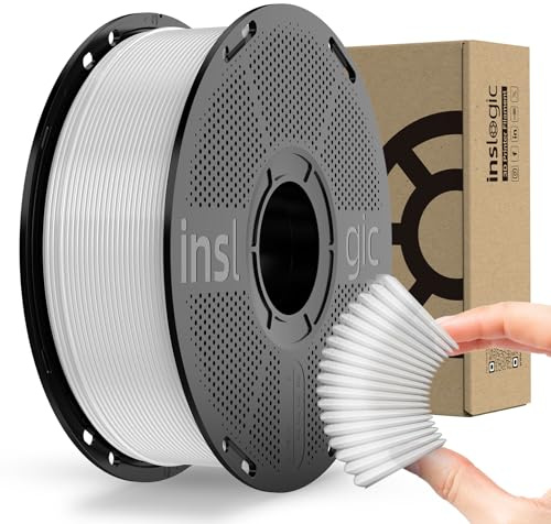 Inslogic Vorgetrocknetes TPU 95A Filament 1,75 mm, Klarsichtig Weiß, 1 kg | Flexibel 95A TPU Weiches & Elastisch, Gummiartige Haptik, Abrieb- & Reißfest, Funktionsteile, Maßgenauigkeit ±0,03 mm