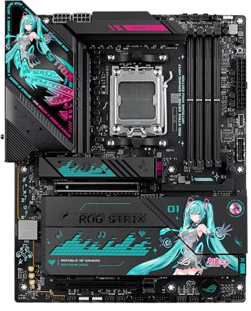 ASUS ROG Strix X870E-H Gaming WIFI7 Hatsune Miku Edition AMD X870E ATX, 16+2+1 fasi di alimentazione, interruttore OC dinamico, Core Flex, DDR5, 4X M.2, PCIe 5.0, doppia porta USB4, USB 10Gbps