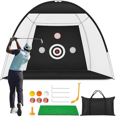 SUNNYNEST 1PC Golf Practice Net with Mat Balls 10x7FT Training Set | Golf Practice Net Set – Includes hitting mat and balls for training, ideal for indoor, backyard driving and outdoor