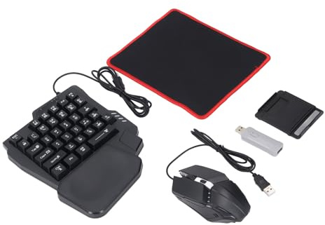 Bewinner Juego de Conversor de Ratón y Teclado para Juegos con una Sola Mano, Combo de Mando de Juegos Móvil con BT 5,2, Plug & Play para/HarmonyOS/HyperOS