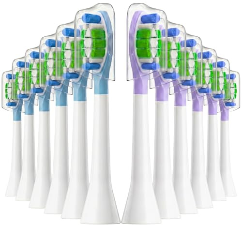 12 Ersatzbürsten für Philips Sonicare, Aufsteckbürsten, Medium, Weiß