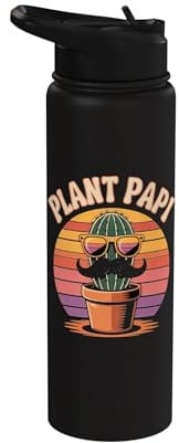 Plant Papi - Pianta grassa e cactus, colore: nero Stainless Steel Insulated Water Bottle