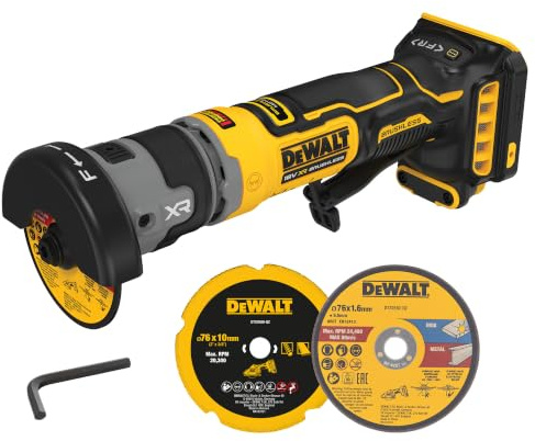 DEWALT Tronçonneuse compacte 76 mm 18 V XR Brushless pour une coupe rapide et précise, outil seul, DCG430N-XJ