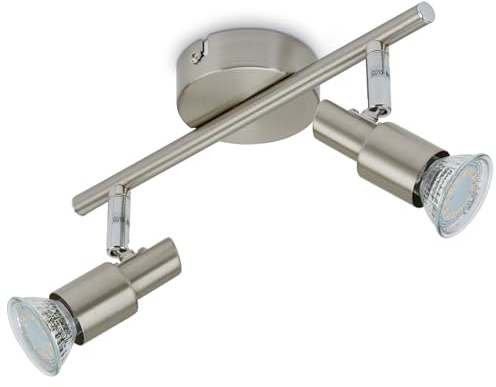 BRILONER - LED Deckenstrahler, LED Lampe, Strahler, Deckenleuchte, Metall, 3 W, matt-Nickel, 27.5 x 8 x 12 cm
