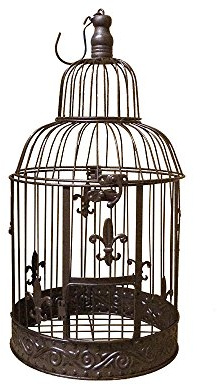 Deko Vogelkäfig Lilie Nostalgie Voliere Landhausstil 38cm Antik-Stil Braun