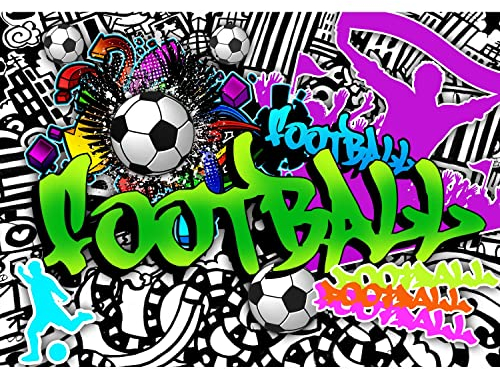 Runa Art Fototapete Graffiti Fussball 352 x 250 cm Vlies Tapeten XXL Moderne Wandtapete Wohnzimmer Schlafzimmer Bunt 9137011a