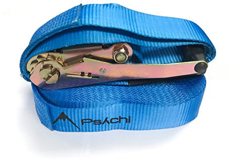 Psychi Barefoot Slackline Funline Jibline Kit | Komplettes Set mit Ratschenriemen 5 m 50 mm | Spaß für Erwachsene und Kinder (blau)