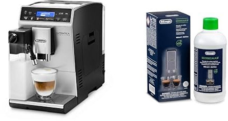 De'Longhi Autentica Cappuccino ETAM 29.660.SB Kaffeevollautomat mit Milchsystem, Cappuccino und Espresso auf Knopfdruck, Digitaldisplay mit Klartext, 2-Tassen-Funktion, Silber mit DLSC 500 Entkalker