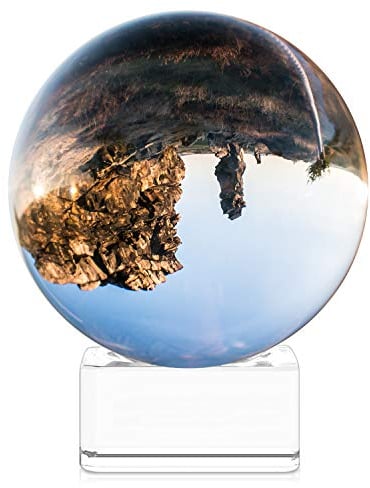 Navaris Boule en Verre Photographie - Boule en Cristal K9 Transparente avec Support pour Photo avec Effet Optique - Objet décoration Maison Ø 70 mm