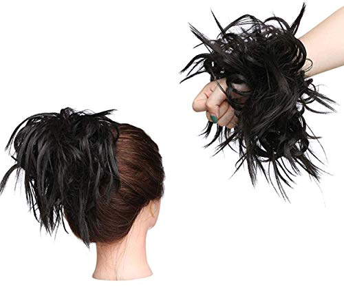 Hair Extension Haarverlängerung Haarteil Haargummi Hochsteckfrisuren Brautfrisuren VOLUMINÖS Gewellter Unordentlicher Dutt PferdeschwanzDunkelbraun