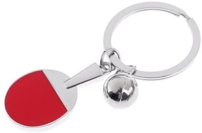 RDD Schlüsselanhänger, Fußball, Tennis, Tischtennis, Ping Pong, Schläger, Sport, Geschenk, Geschenkidee, Rot / silberfarben, Small