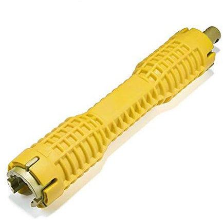 SENRISE Llave de fregadero multiusos para fontanería, llave de tubería de grifo, herramienta de cambio de grifo para fontaneros y propietarios de casa, cocina, color amarillo (paquete de 1)