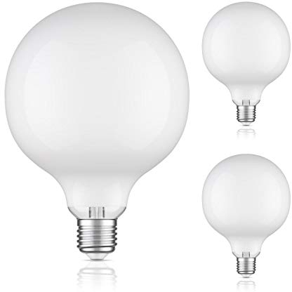 ledscom.de 3 Stück E27 LED Leuchtmittel, G125, warmweiß (2700 K), 4 W, 550lm, Milchglas extra matt