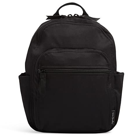 Vera Bradley Damen Kleiner Baumwoll-Rucksack Büchertasche, Klassisches Schwarz, Einheitsgröße