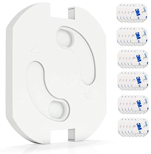 [30 Stück] conecto Steckdosenschutz Steckdosensicherung Kindersicherung für Steckdose mit Drehmechanik mit großflächigem 3M Klebeband, weiß