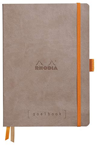 Rhodia 117573C Notizheft Goalbook (DIN A5, 14.8 x 21 cm, Dot, praktisch und trendige, mit weichem Deckel, 90g weißes Papier, 120 Blatt) 1 Stück, Grau, Maulwurfsgrau