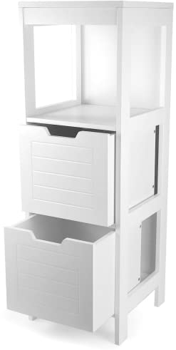 osoltus Hampton Bad-Kommode mit Schubladen viel Stauraum - moderner Bad-Schrank - Badezimmerschrank - Bad-Regal - Weiß