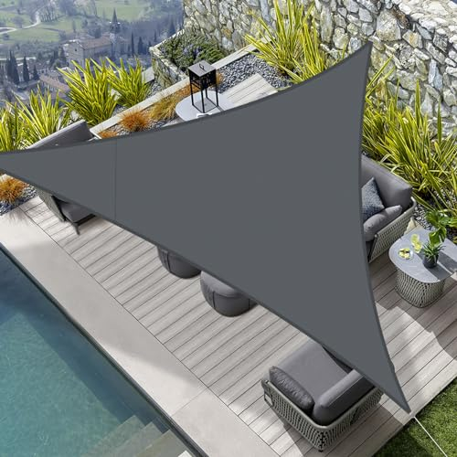 HENG FENG Voile d'ombrage Imperméable Triangulaire 3x3x3m PES Toile Ombrage Auvent Protection des Rayons UV pour Extérieur Jardin Terrass Balcon Couleur Anthracite