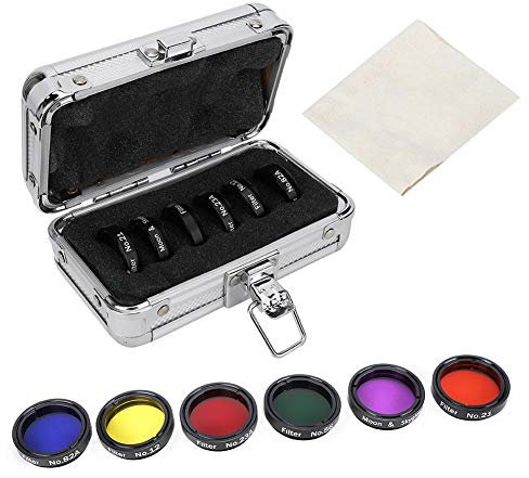 6 pcs 1.25inch Colorful Telescope Filter Kit with Storage Box for Telescopes Eyepieces Astronomical Telescope Accessories Color Filter Moon Nebula Filter Filter