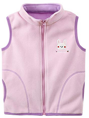 Camilife Gilet en Polaire pour Enfant Filles Col Montant Fermeture Éclair Manteaux sans Manches Doux Beau Dessin Animé Lapin Motif - Fabricant Taille