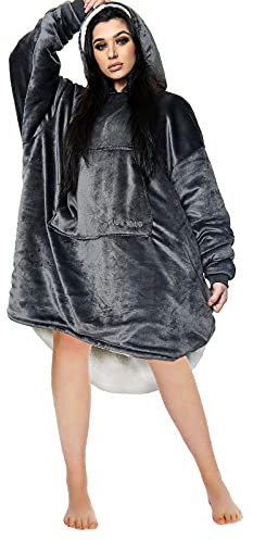 GC GAVENO CAVAILIA Premium Hug & Snug Hoodie Blanket, Polyester, Charcoal, One Size