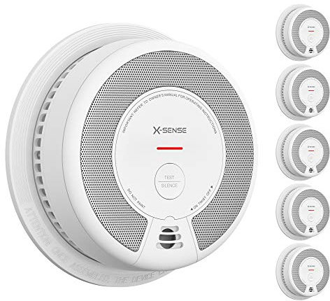 X-Sense Rauchmelder Feuermelder mit 10 Jahren Batterielaufzeit, Rauchwarnmelder mit photoelektrischern Sensor und Stummschalt-Taste, entspricht EN 14604 Standard, SD06, 5 Stück