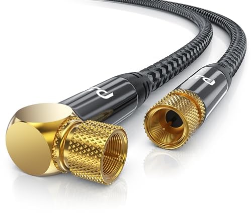 CSL - 1m HDTV Satellitenkabel mit Braiding 8k 4k HDTV - 135Db 75 Ohm - F Stecker (gewinkelt) zu F Stecker (gerade) – SAT Kabel gewinkelt 90° Grad - HDTV Antennenkabel – DVB-T2 Radio UKW DAB DAB