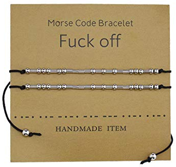 EMSea 2pcs Fuck Off Morse Code Bracelets Réglable Perles Pendentif Couple Amitié Bijoux Bracelets Ensemble avec Carte de Décryptage
