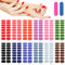 MWOOT 12 Feuilles Couleur Unie Nail Art Sticker avec Lime à Ongles, Auto-adhésif Autocollants pour Ongles,Ongle Autocollants Tattoo à Couverture Complète