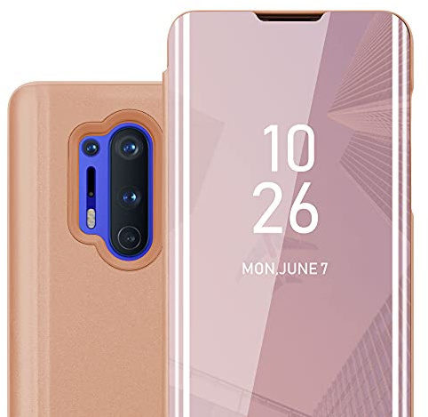 Cadorabo Hülle kompatibel mit OnePlus 8 PRO Schutzhülle TPU Silikon Case 360 View Spiegel, Slim Kratzfest Weiche Gummi mit Rundumschutz Cover Hülle für OnePlus 8 PRO in Pink