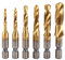 LANTRO JS 6-teiliges Gewindebohrer-Set, M3 bis M10, titanbeschichtet, Kombination aus HSS, 6,35 mm Sechskantschaft, metrisches Gewindebohrer- und Schneideisen-Set für Gewindebohrer und Drehmaschine