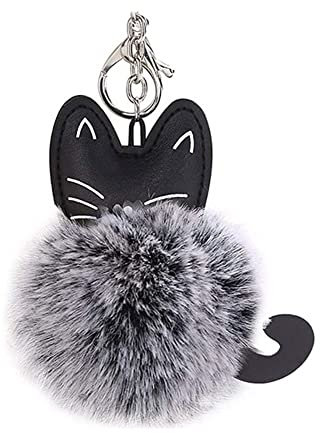 Peluche Peluche Porte-clés Mignon Cat Pomprom Sac Mignon Chat Souple Dessin Animé Fourrure Artificielle Pom Pom Pom Pendentif Pour Femmes