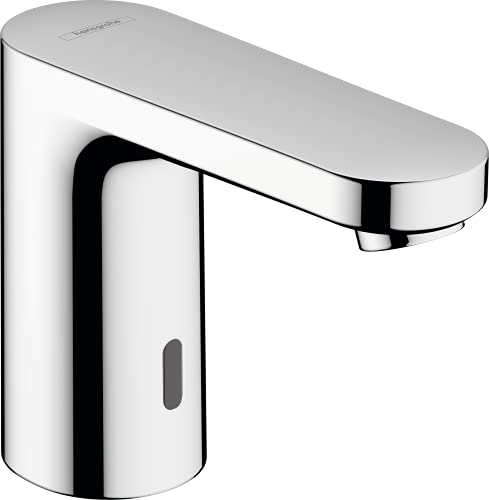 hansgrohe Vernis Blend - Elektronik-Waschtischarmatur, isolierte Wasserführung, Wasserhahn mit Infrarot-Sensor, Auslauf Höhe 100 mm, Mischbatterie Waschbecken wassersparend (EcoSmart), Chrom, 71501000