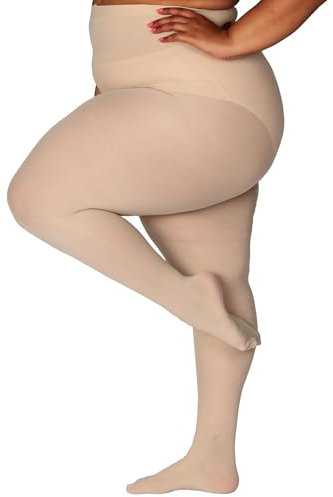 HONENNA Strumpfhosen Damen Elastisch Semi-Blickdicht Strumpfhosen Übergrößen, 1 Paar Hautton, XL-2XL