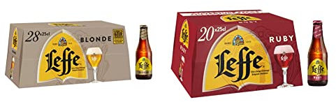 Bière Leffe Blonde 6.6% Pack 28 Bouteilles 25cl & Bière Fruitée Ruby 5% Pack 20 Bouteilles 25cl